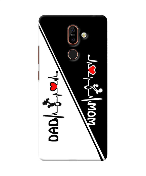 Mom Dad Heart Line Black And White Nokia 7 Plus Back Cover