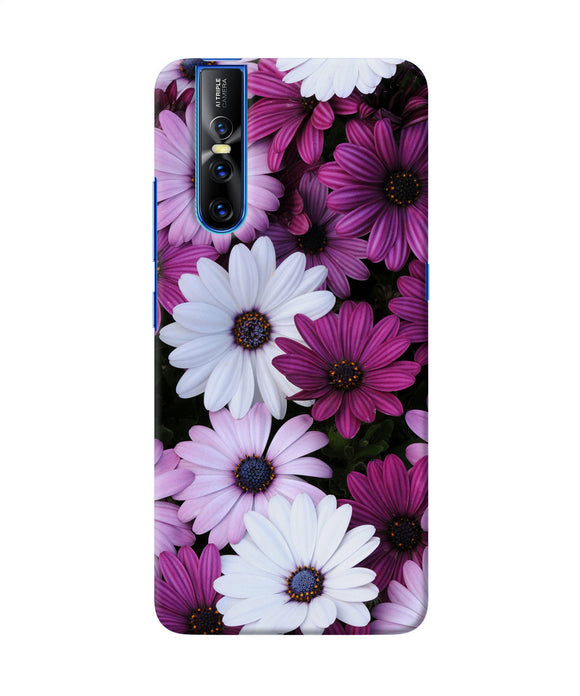 White Violet Flowers Vivo V15 Pro Back Cover