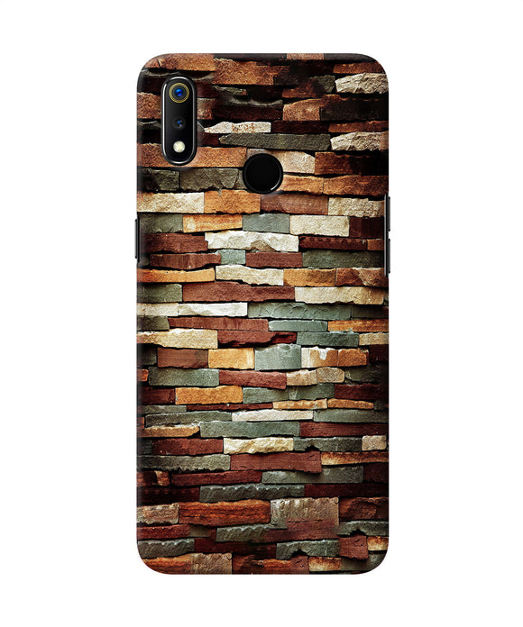 Bricks Pattern Realme 3 Back Cover