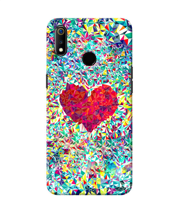 Red Heart Print Realme 3 Back Cover