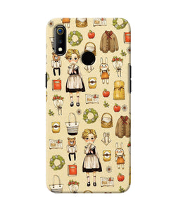 Canvas Girl Print Realme 3 Back Cover