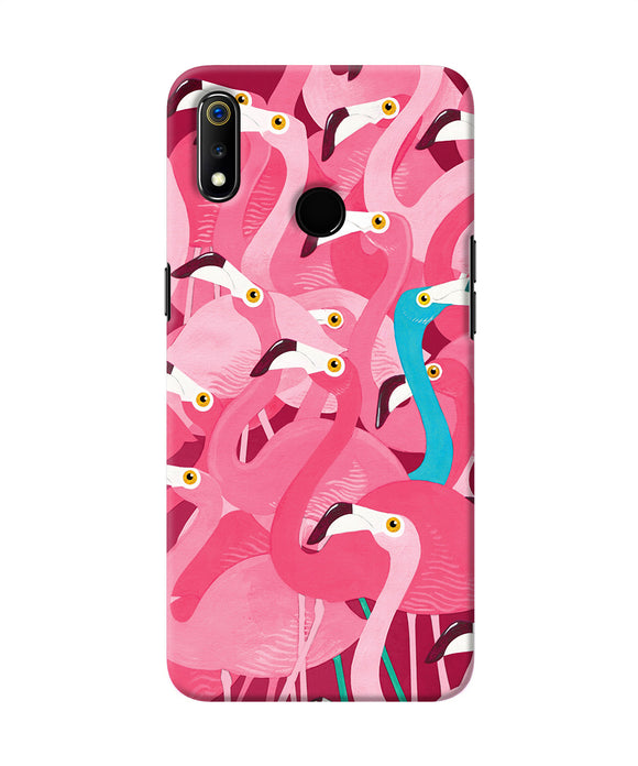 Abstract Sheer Bird Pink Print Realme 3 Back Cover