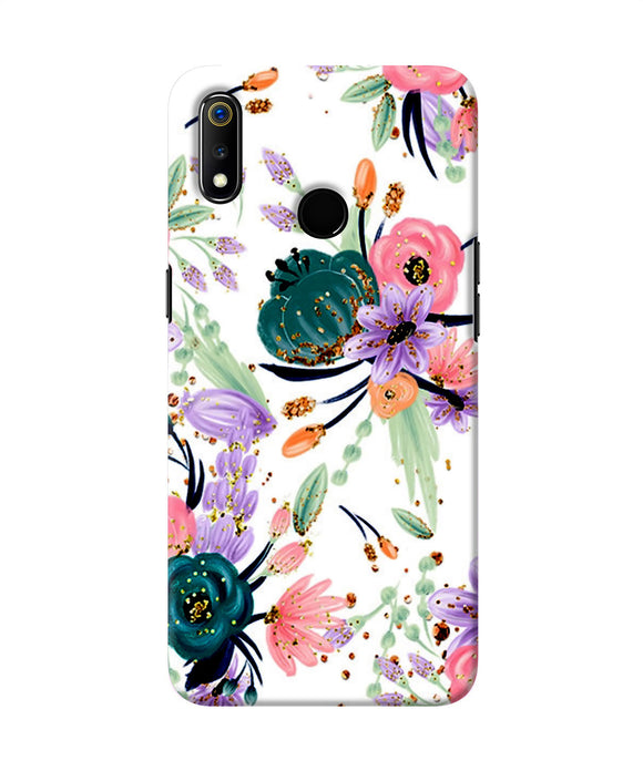 Abstract Flowers Print Realme 3 Back Cover