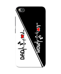 Mom Dad Heart Line Black And White Redmi Go Back Cover