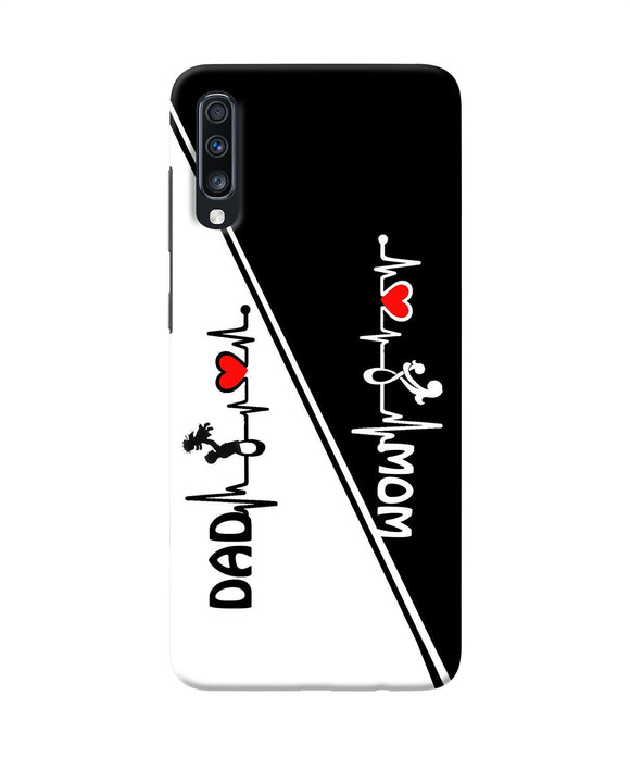 Mom Dad Heart Line Black And White Samsung A70 Back Cover