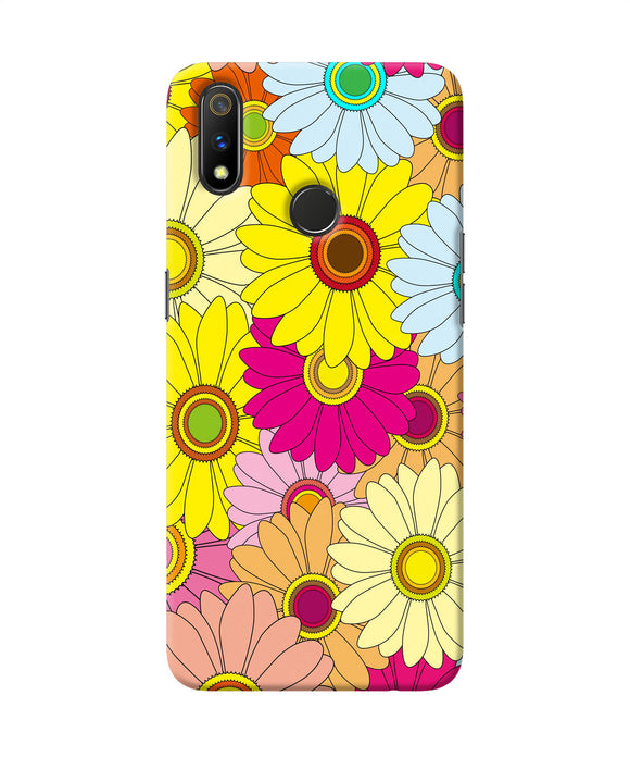 Abstract Colorful Flowers Realme 3 Pro Back Cover