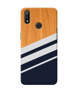 Black And White Wooden Realme 3 Pro Back Cover
