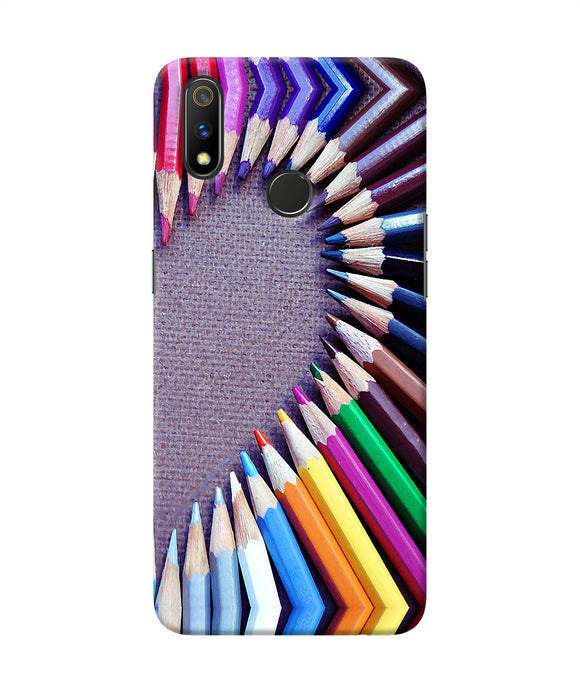 Color Pencil Half Heart Realme 3 Pro Back Cover