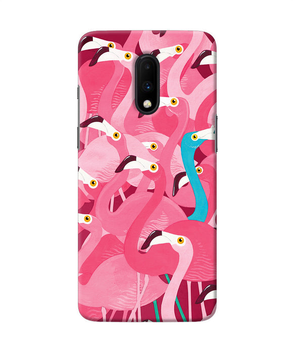 Abstract Sheer Bird Pink Print Oneplus 7 Back Cover