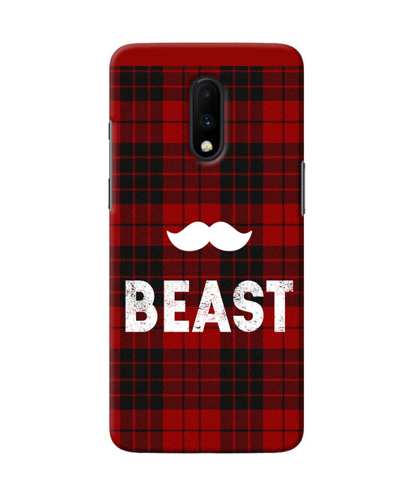 Beast Red Square Oneplus 7 Back Cover