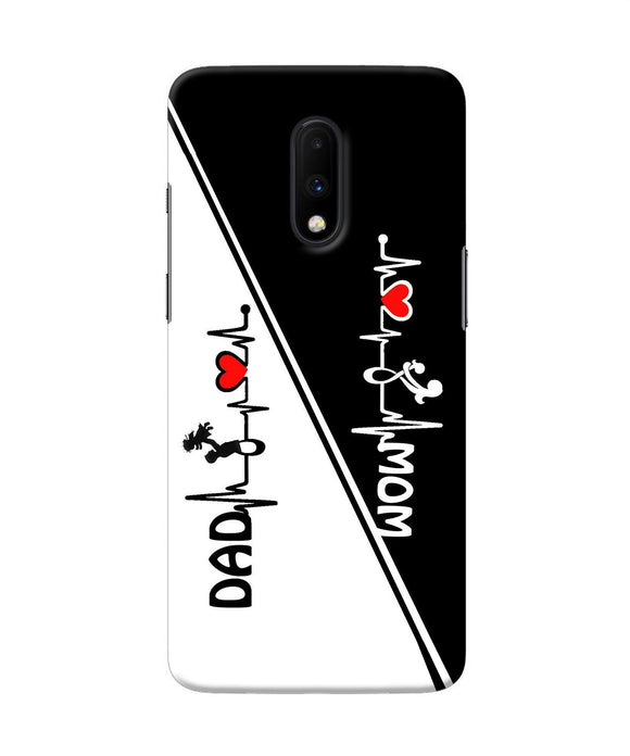 Mom Dad Heart Line Black And White Oneplus 7 Back Cover