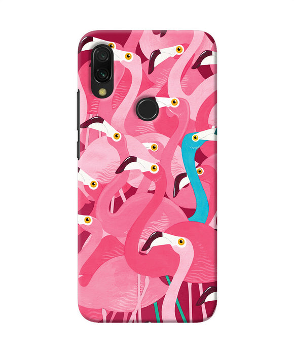 Abstract Sheer Bird Pink Print Redmi 7 Back Cover