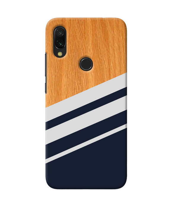 Black And White Wooden Redmi 7 Back Cover