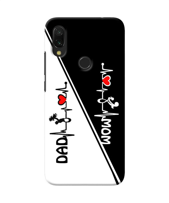 Mom Dad Heart Line Black And White Redmi 7 Back Cover