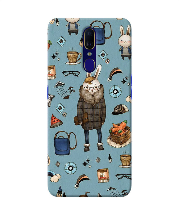 Canvas Rabbit Print Oppo F11 Back Cover
