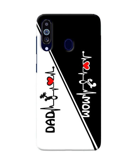 Mom Dad Heart Line Black And White Samsung M40 / A60 Back Cover