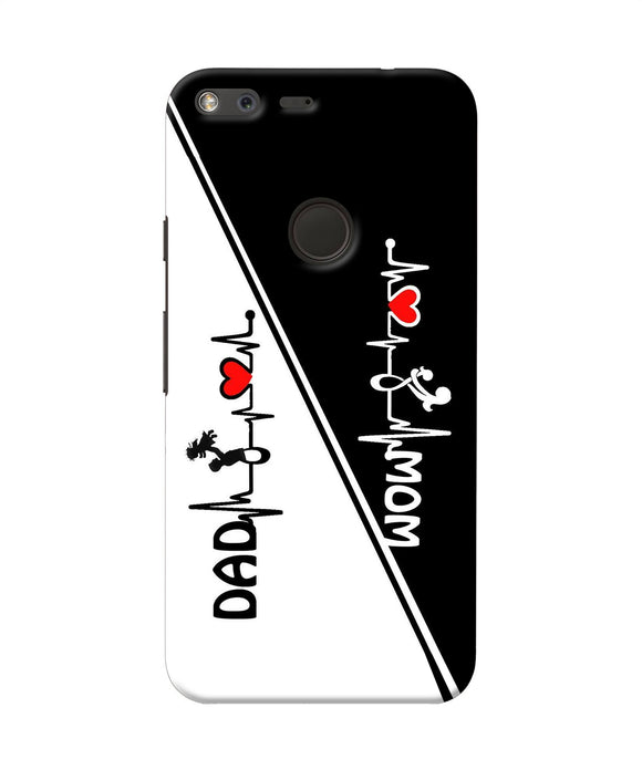 Mom Dad Heart Line Black And White Google Pixel Xl Back Cover