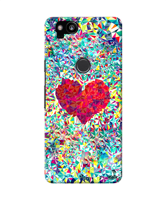 Red Heart Print Google Pixel 2 Back Cover