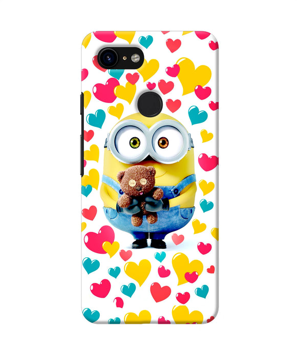 Minion Teddy Hearts Google Pixel 3 Back Cover