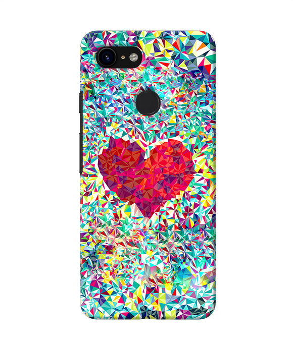 Red Heart Print Google Pixel 3 Back Cover