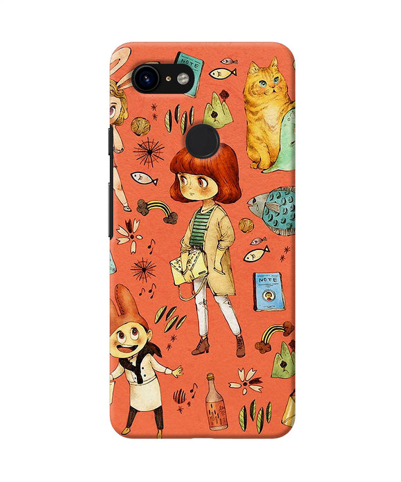 Canvas Little Girl Print Google Pixel 3 Back Cover