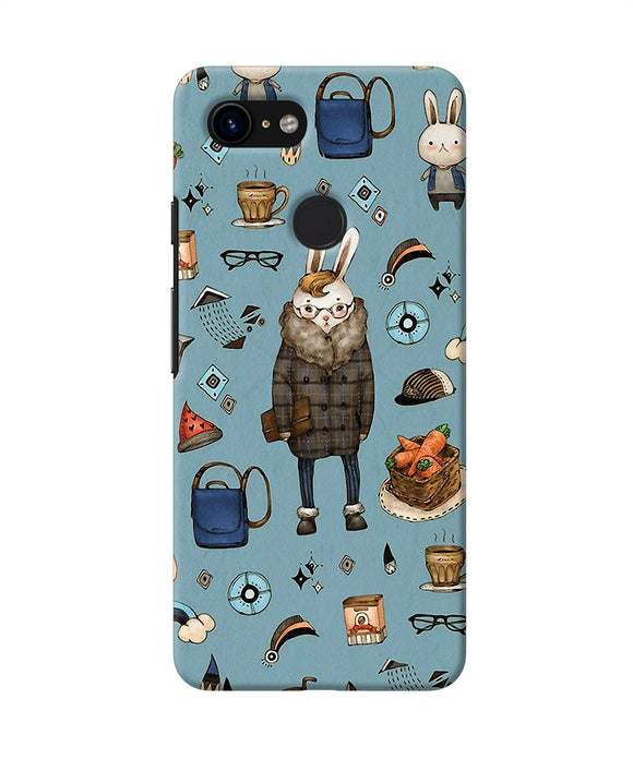 Canvas Rabbit Print Google Pixel 3 Back Cover