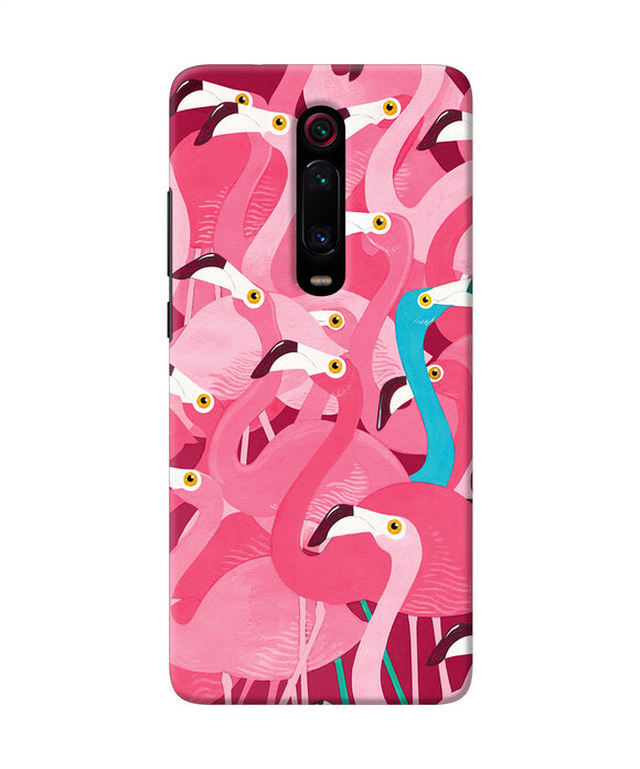 Abstract Sheer Bird Pink Print Redmi K20 Back Cover