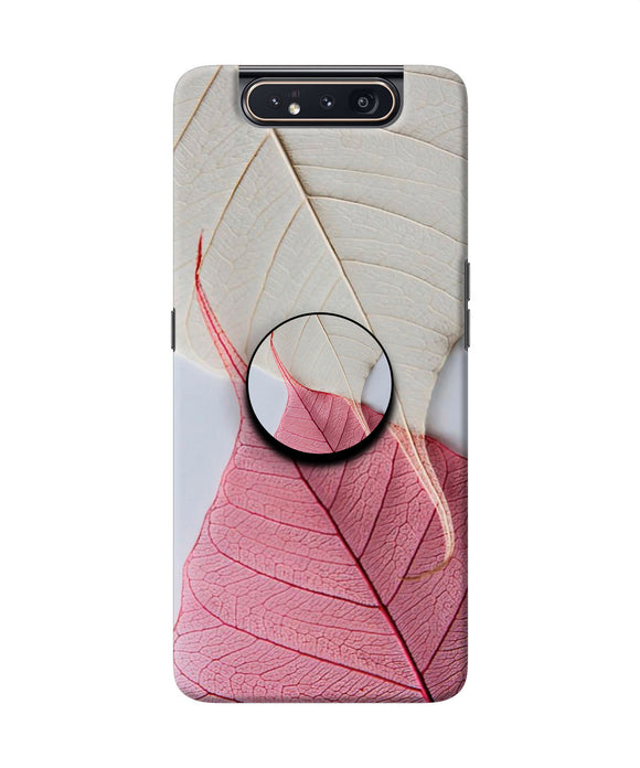 White Pink Leaf Samsung A80 Pop Case