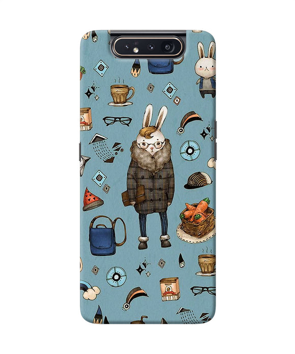 Canvas Rabbit Print Samsung A80 Back Cover