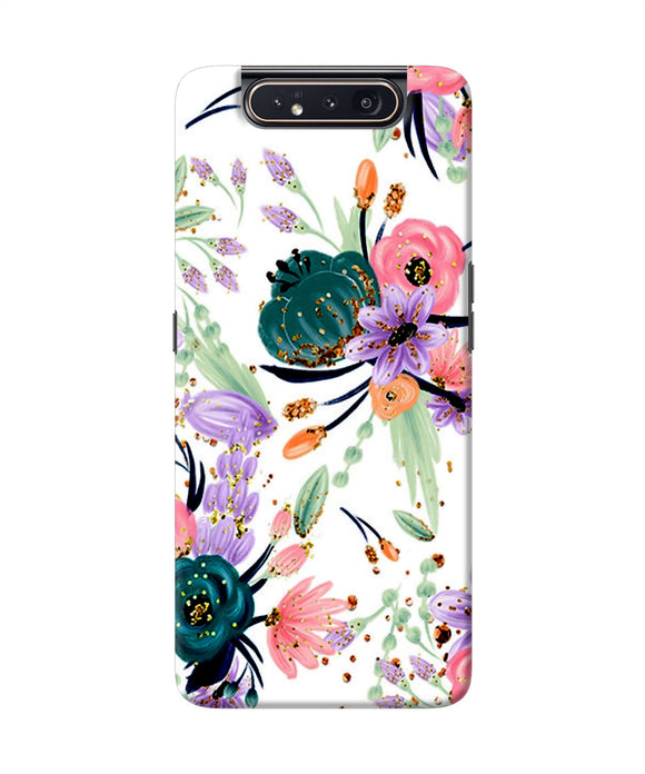 Abstract Flowers Print Samsung A80 Back Cover
