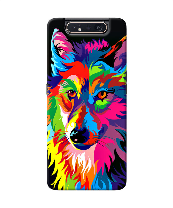 Colorful Wolf Sketch Samsung A80 Back Cover