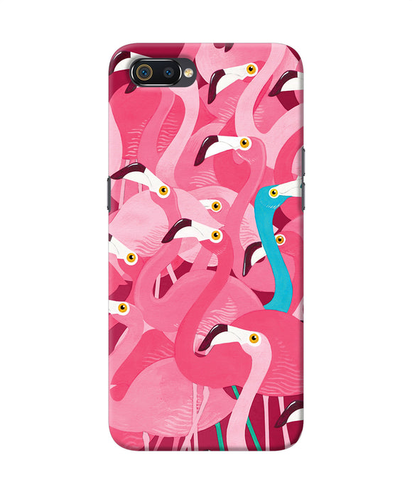 Abstract Sheer Bird Pink Print Realme C2 Back Cover