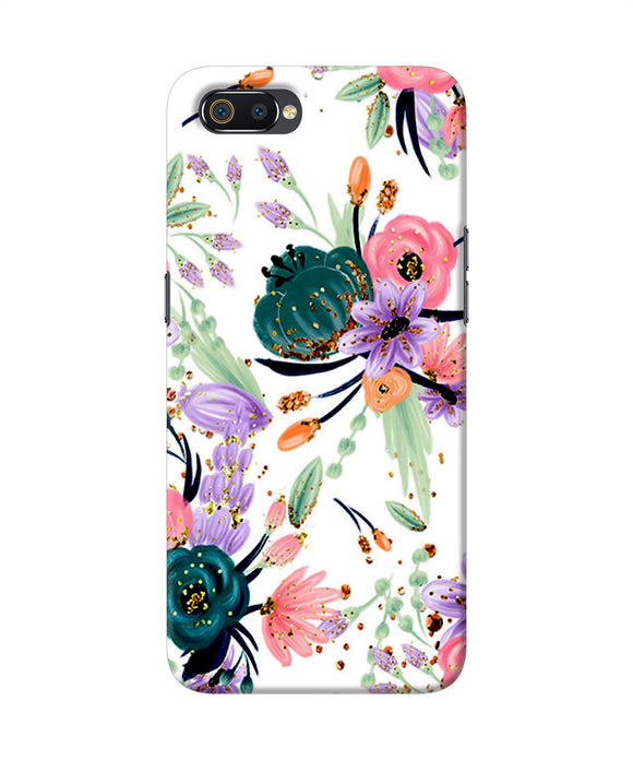 Abstract Flowers Print Realme C2 Back Cover