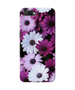 White Violet Flowers Realme C2 Back Cover