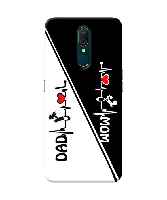 Mom Dad Heart Line Black And White Oppo A9 Back Cover