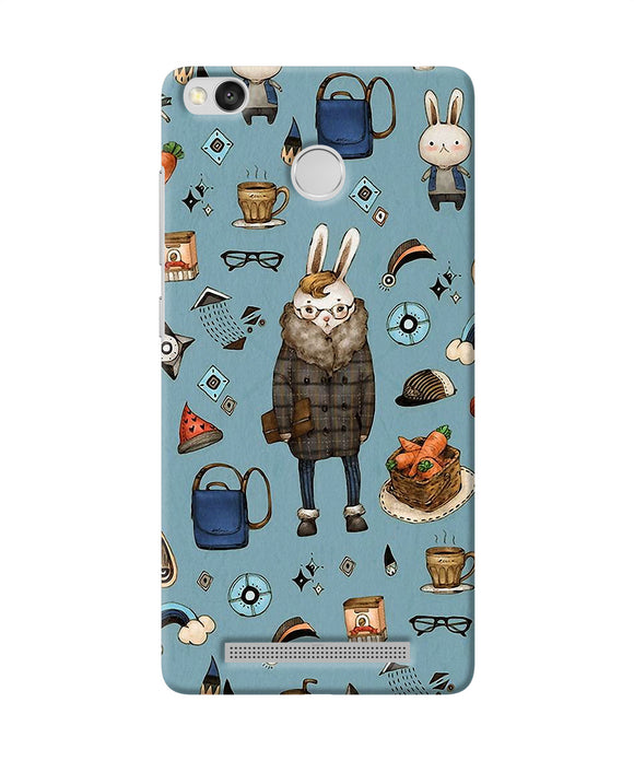 Canvas Rabbit Print Redmi 3s Prime Back Cover