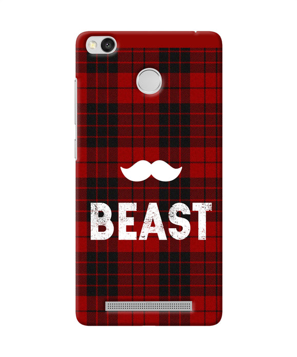Beast Red Square Redmi 3s Prime Back Cover