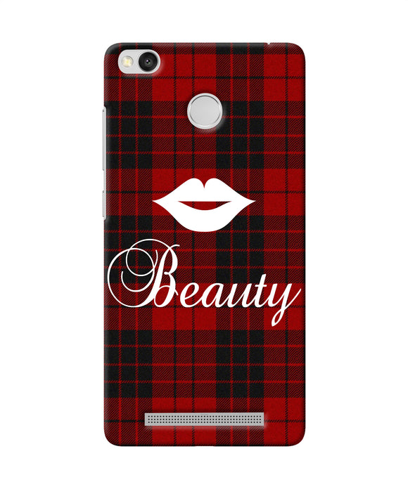 Beauty Red Square Redmi 3s Prime Back Cover