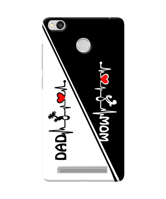 Mom Dad Heart Line Black And White Redmi 3s Prime Back Cover