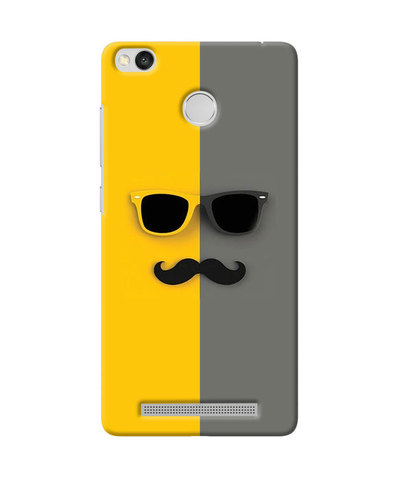 Mustache Glass Redmi 3s Prime Back Cover