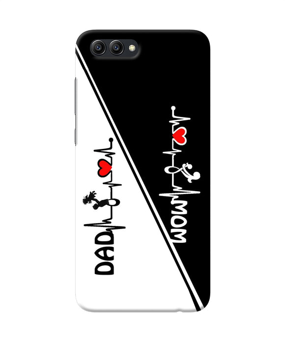 Mom Dad Heart Line Black And White Honor View 10 Back Cover