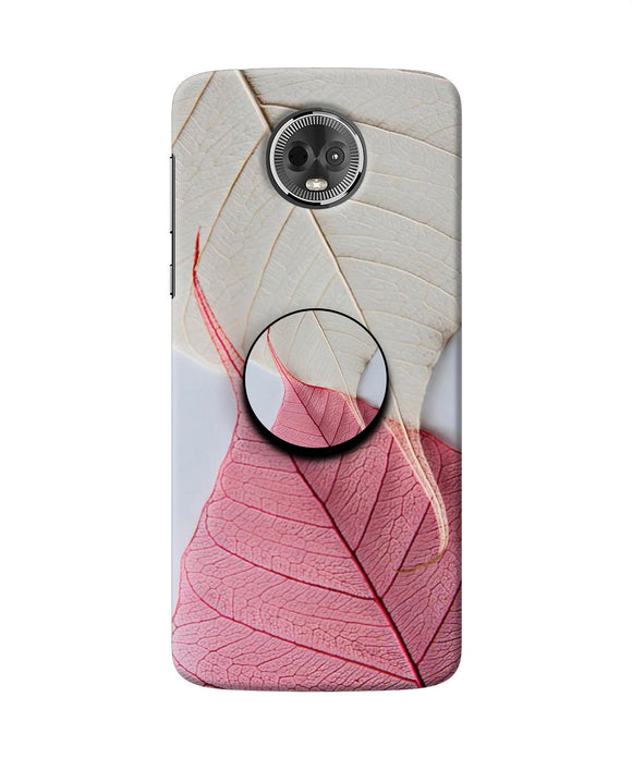 White Pink Leaf Moto E5 Plus Pop Case