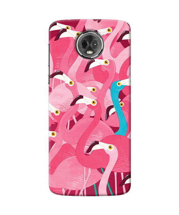 Abstract Sheer Bird Pink Print Moto E5 Plus Back Cover