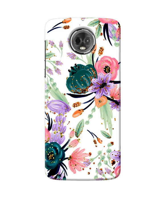 Abstract Flowers Print Moto E5 Plus Back Cover