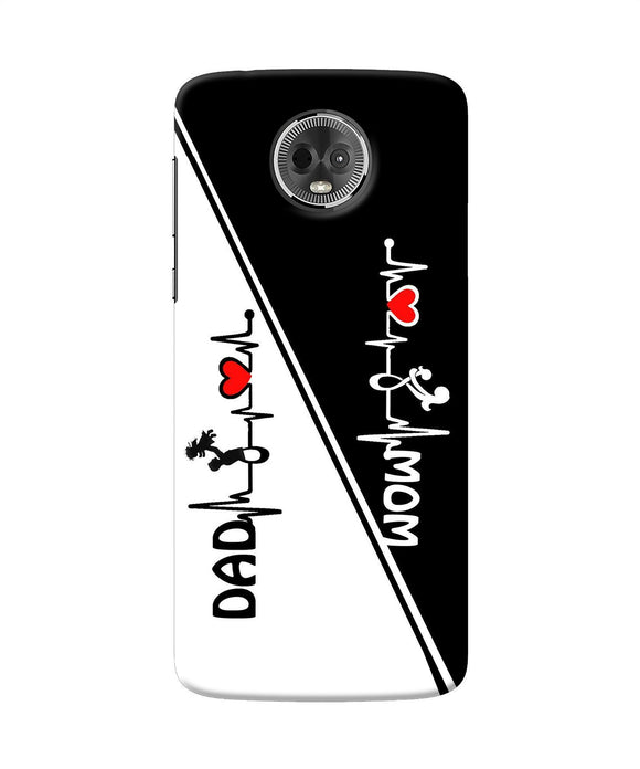 Mom Dad Heart Line Black And White Moto E5 Plus Back Cover