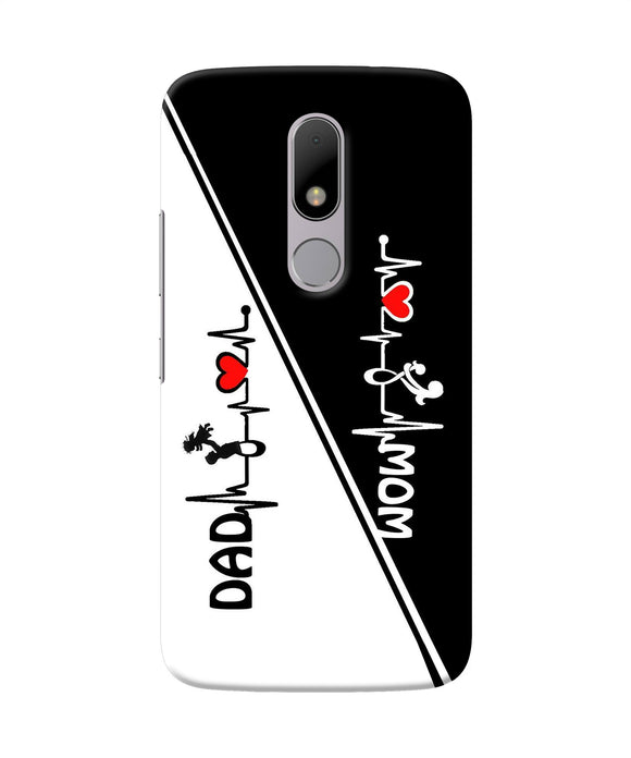 Mom Dad Heart Line Black And White Moto M Back Cover