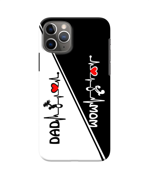 Mom Dad Heart Line Black And White Iphone 11 Pro Back Cover