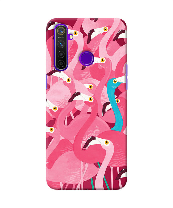 Abstract Sheer Bird Pink Print Realme 5 Pro Back Cover