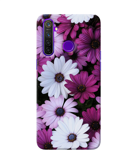 White Violet Flowers Realme 5 Pro Back Cover