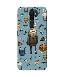 Canvas Rabbit Print Oppo A5 2020 / A9 2020 Back Cover